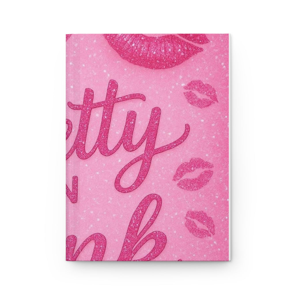 Pink 'Pretty in Pink' Hardcover Journal — Glitter Kiss Notebook