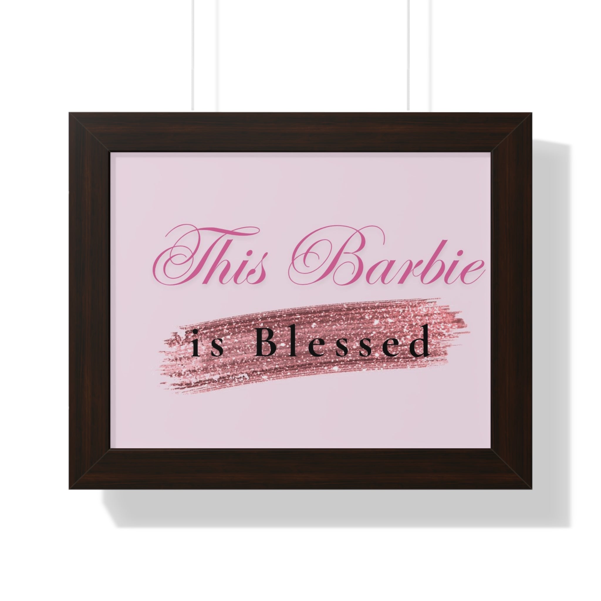 Framed Poster - "This Barbie is Blessed" Pink Glitter Wall Art