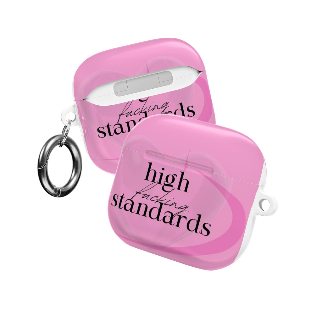 AirPod Case — Pink "High F***ing Standards" Protective Silicone Cover