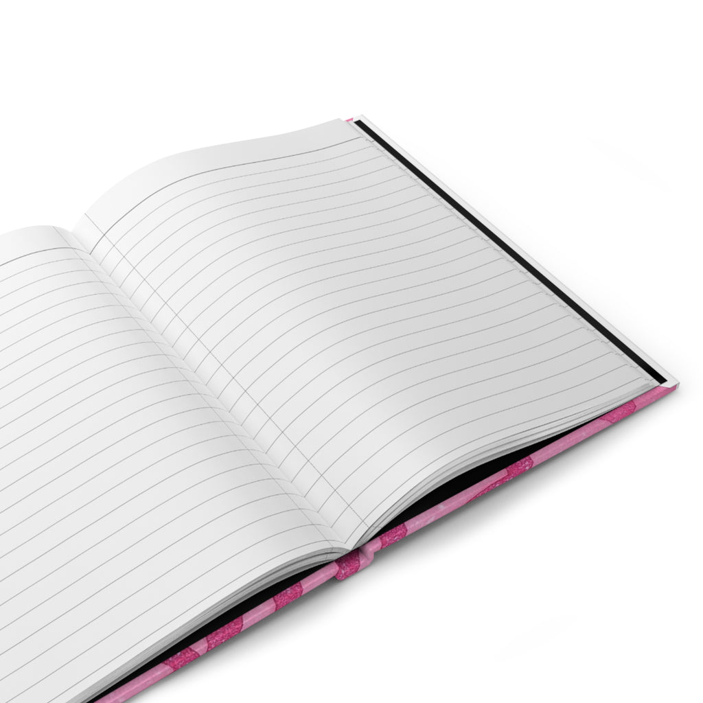 Pink 'Pretty in Pink' Hardcover Journal — Glitter Kiss Notebook