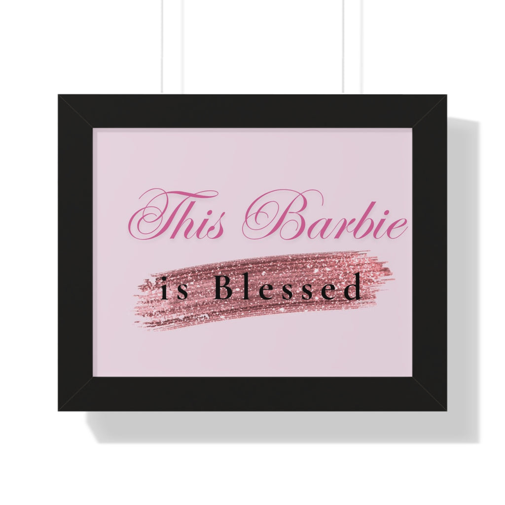 Framed Poster - "This Barbie is Blessed" Pink Glitter Wall Art