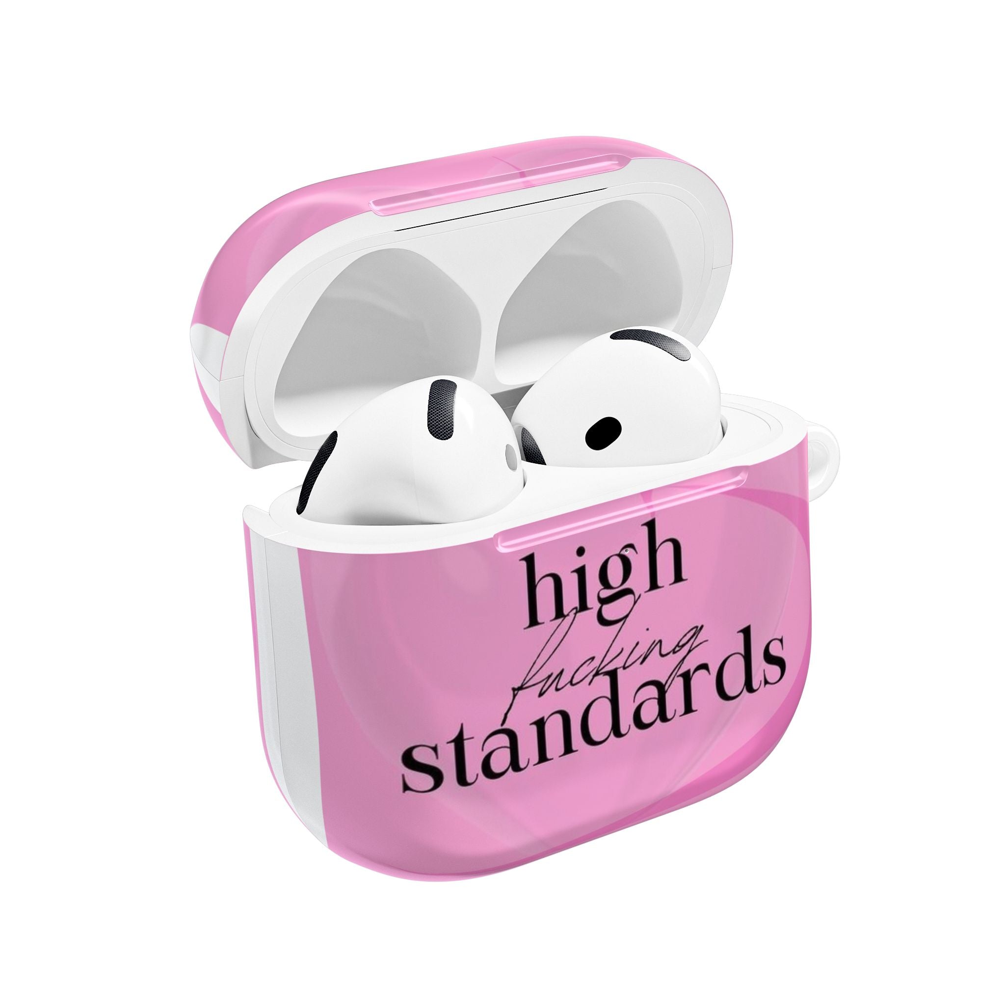 AirPod Case — Pink "High F***ing Standards" Protective Silicone Cover